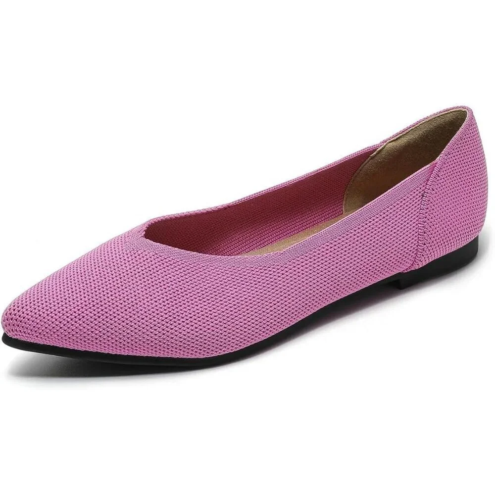 Semwiss Women's Pink Ballet Pointed Toe Flats Comfortable Casual Dressy Shoes